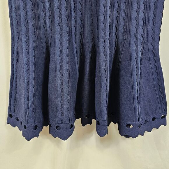 Shoshanna Janice Textured Knit Dress in Navy Blue - Size L - Picture 6 of 10